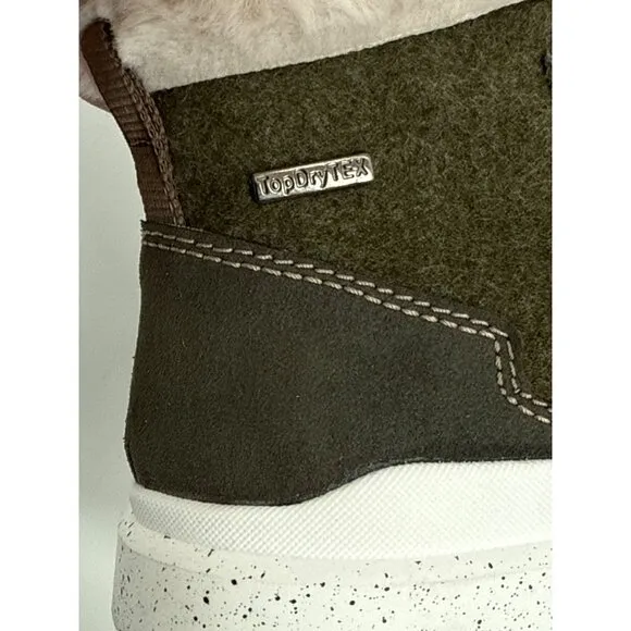Romika Womens Ankle Boot Olive Green Fleece Faux Fur Lining Size 37 6 6.5 NIB