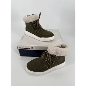 Romika Womens Ankle Boot Olive Green Fleece Faux Fur Lining Size 37 6 6.5 NIB