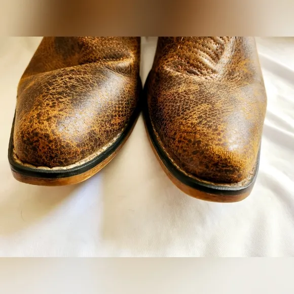 Roper Cowboy Western Short Stuff Boots Women’s Sz 9.5 Brown Side Zip Embroidered