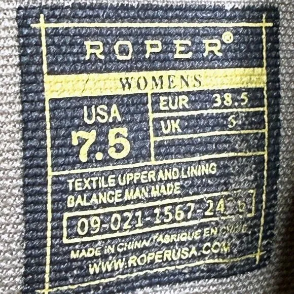 Roper Short Stuff Womens Size 7.5 Western Boots Brown Faux Leather Embroidered