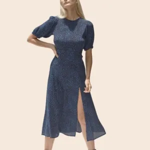 RUE STIIC Navy Cora Split Cottagecore Dress in Cupid Heart print Size Medium