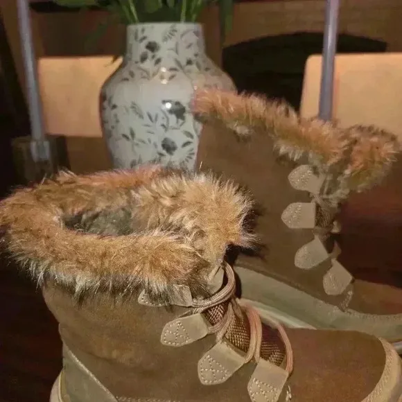 Ryka Brielle Womens Water Repellent Faux Fur Winter Boots Brown Size 6.5