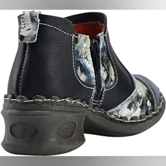 (S-3708)  TMA EYES Women's Leather Ankle Booties with Zipper Sz 42 (11.5)