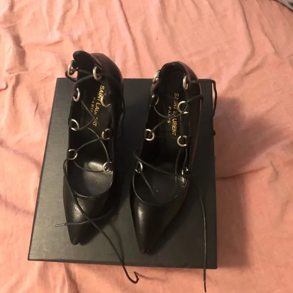 Saint Lauren Paris lace up heels shoes