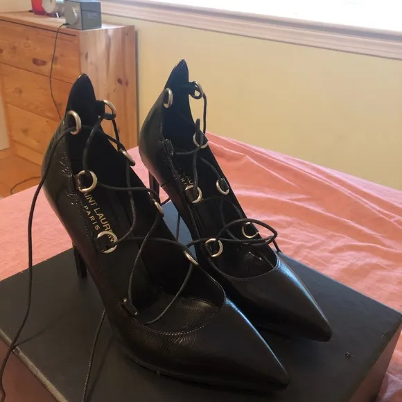 Saint Lauren Paris lace up heels shoes