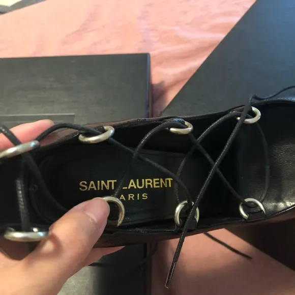 Saint Lauren Paris lace up heels shoes
