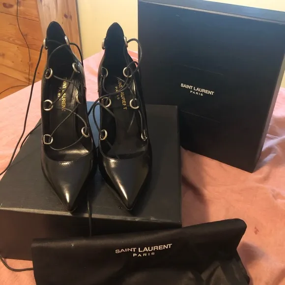Saint Lauren Paris lace up heels shoes