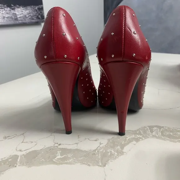 Saint Laurent Red Studded Women's Heels Sz 8