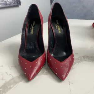Saint Laurent Red Studded Women's Heels Sz 8