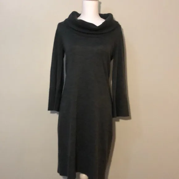 Saks Cowl Neck Long Sleeve Marino Wool Dress