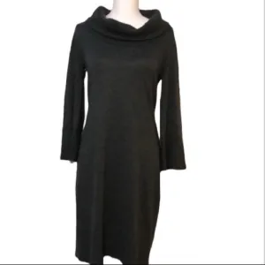 Saks Cowl Neck Long Sleeve Marino Wool Dress