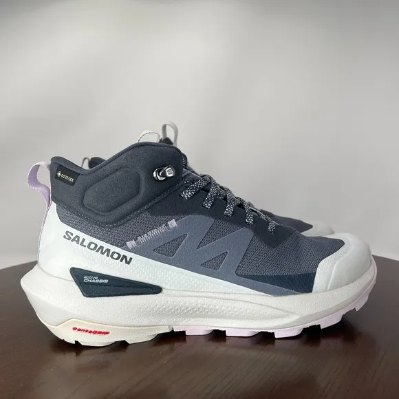 Salomon Elixir Activ Mid GTX Shoes Womens 7 Gray White Hiking Sneaker 474574S