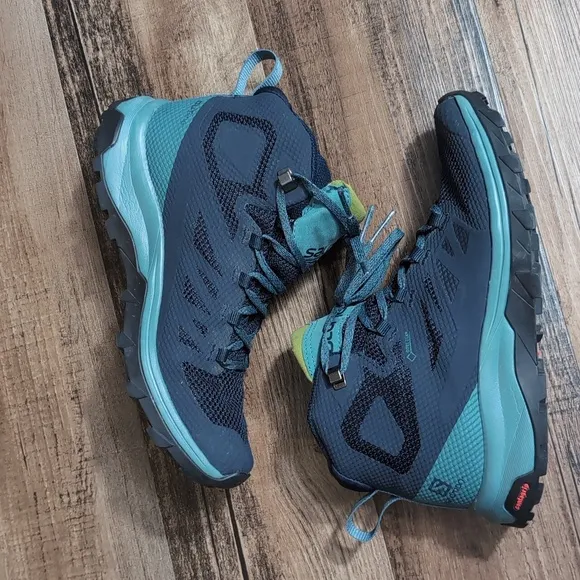 Salomon Outline Gore-Tex GTX Mid Hiking Boots Size 7.0 in Stormy Blue