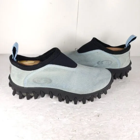 Salomon Women's VTG US7 Baby Blue Suede Contagrip Slip On SnowClog Hiking Boots