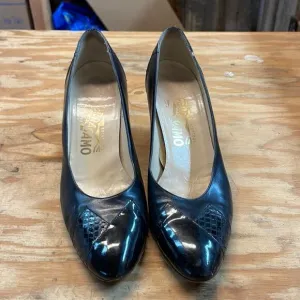SALVATORE Ferragamo Vintage BLK Leather Heels