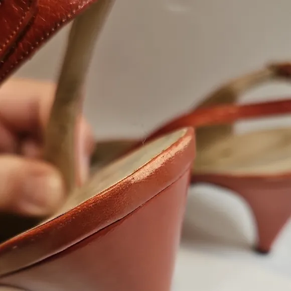 Salvatore Ferragamo Women's Rust Slingback Heels Size 7.5 AA