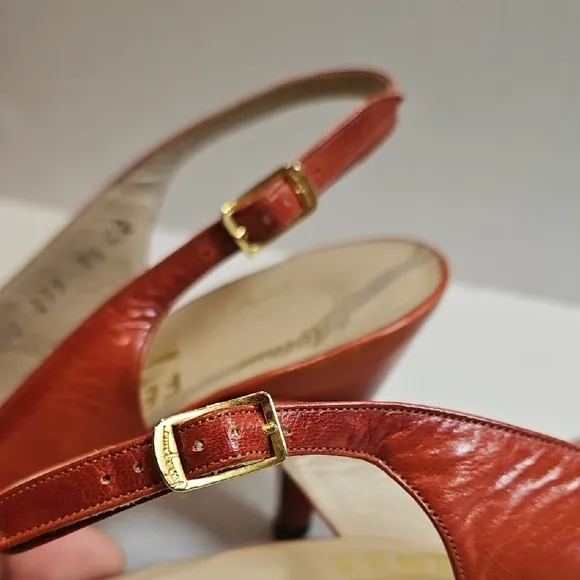 Salvatore Ferragamo Women's Rust Slingback Heels Size 7.5 AA