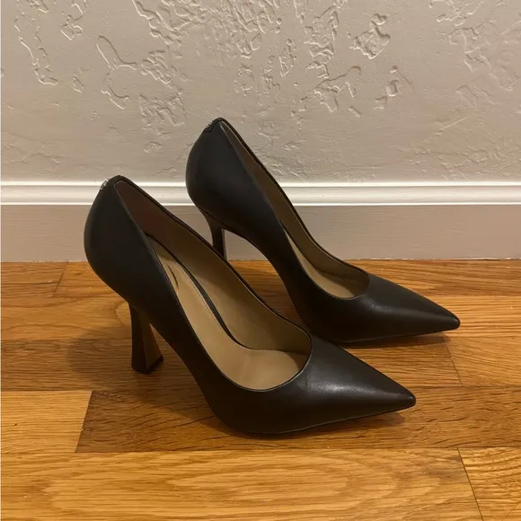 SAM EDELMAN ANTONIA POINTED TOE PUMP Black Leather High Heels Shoes 8.5 8 1/2