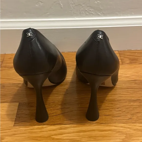 SAM EDELMAN ANTONIA POINTED TOE PUMP Black Leather High Heels Shoes 8.5 8 1/2