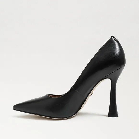 SAM EDELMAN ANTONIA POINTED TOE PUMP Black Leather High Heels Shoes 8.5 8 1/2
