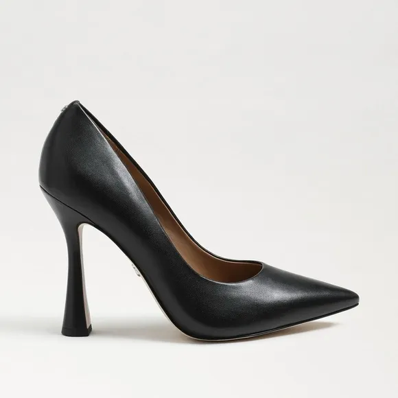 SAM EDELMAN ANTONIA POINTED TOE PUMP Black Leather High Heels Shoes 8.5 8 1/2