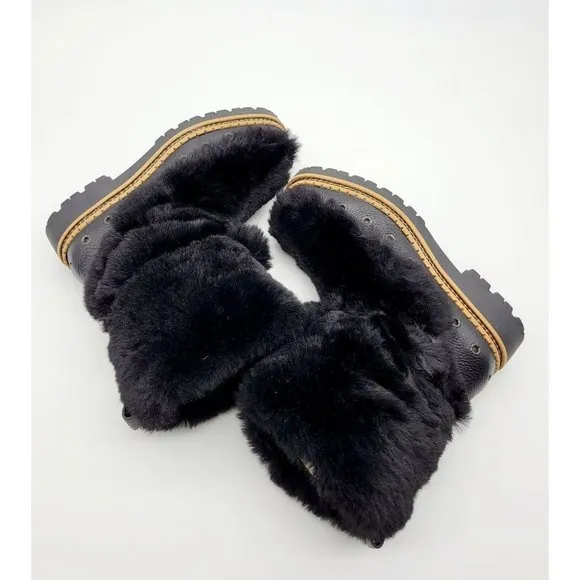 Sam Edelman Blanche Black Faux Fur Boots Size 5.5