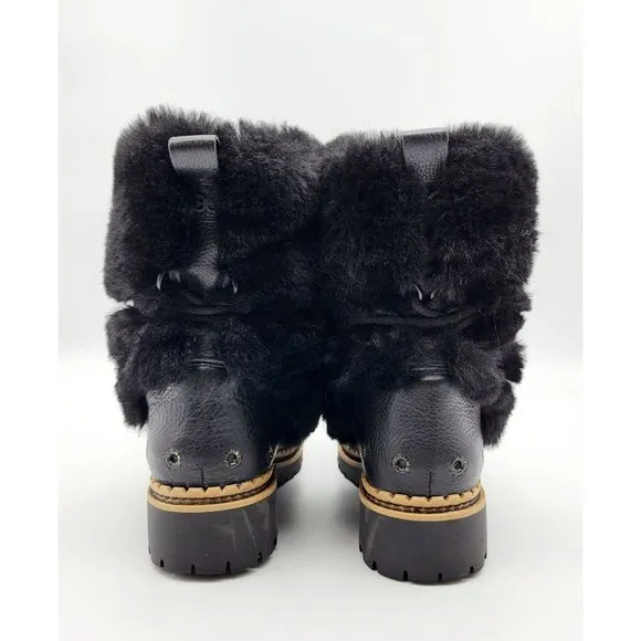 Sam Edelman Blanche Black Faux Fur Boots Size 5.5