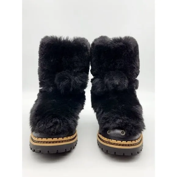 Sam Edelman Blanche Black Faux Fur Boots Size 5.5