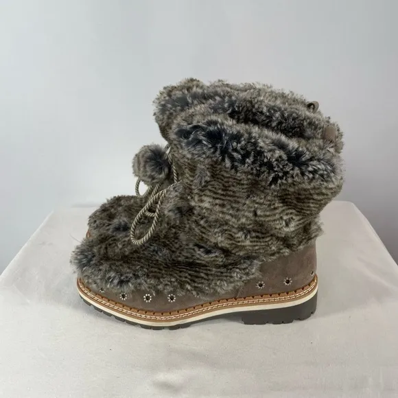 Sam Edelman Blanche Fur Boot in Grey Brown Size 8.5