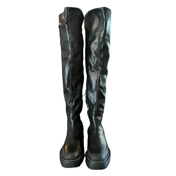 Sam Edelman Boots Lerue Lug Sole Faux Leather High Shaft Over Knee Boot size 8