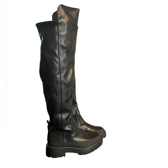 Sam Edelman Boots Lerue Lug Sole Faux Leather High Shaft Over Knee Boot size 8