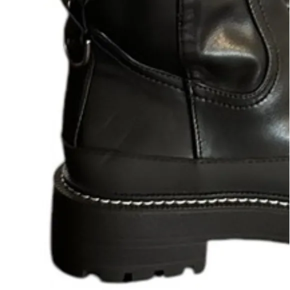 Sam Edelman Boots Lerue Lug Sole Faux Leather High Shaft Over Knee Boot size 8