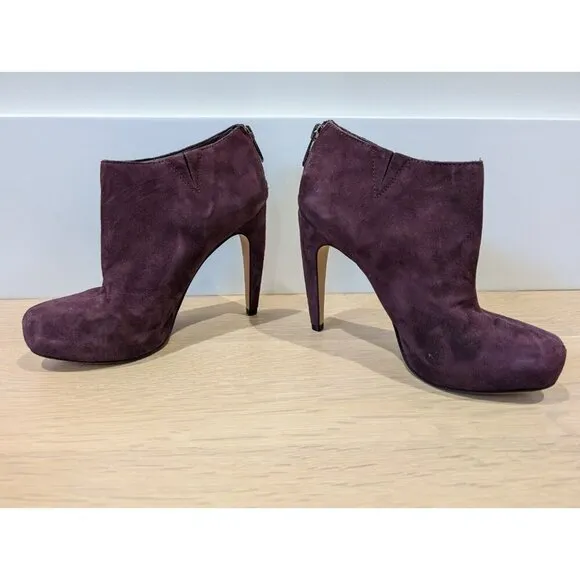 Sam Edelman Keaton Suede Hidden Platform Booties Heels Purple Plum Color Size 6M