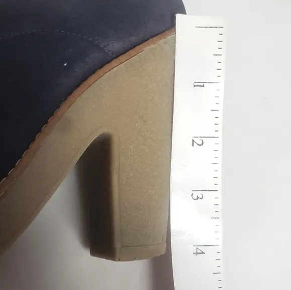 SAM EDELMAN Navy Leather Suede Lace Up Oxford Style Heeled Shoes 8.5.