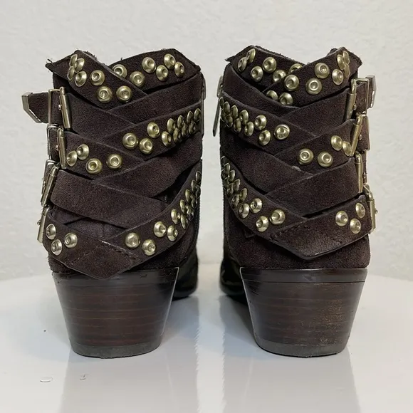 SAM EDELMAN PENROSE FAUX FUR CAMO LEATHER ANKLE BOOTS BOOTIES