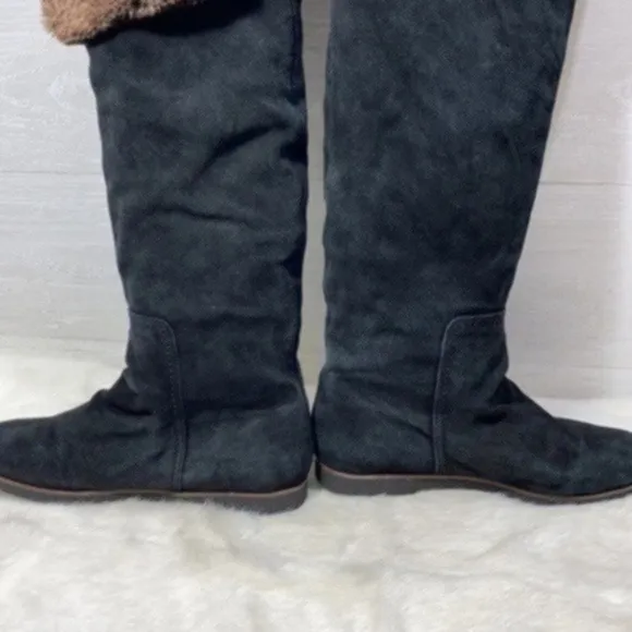 Sam Edelman Versatile Black Suede &amp; Faux Fur Boots Size 9M