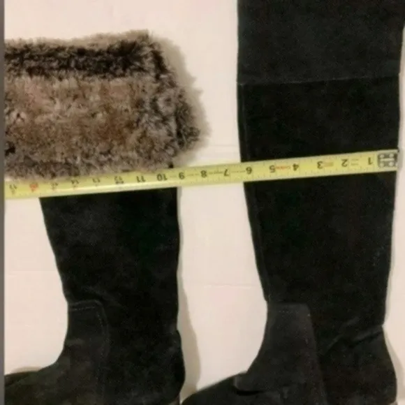 Sam Edelman Versatile Black Suede &amp; Faux Fur Boots Size 9M