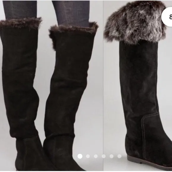 Sam Edelman Versatile Black Suede &amp; Faux Fur Boots Size 9M