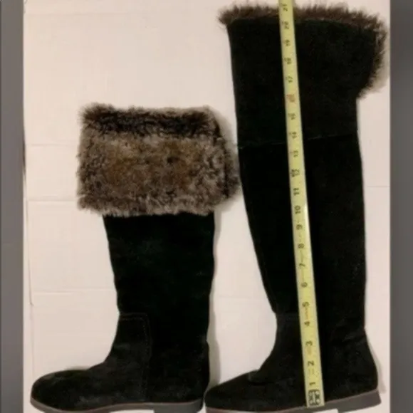 Sam Edelman Versatile Black Suede &amp; Faux Fur Boots Size 9M
