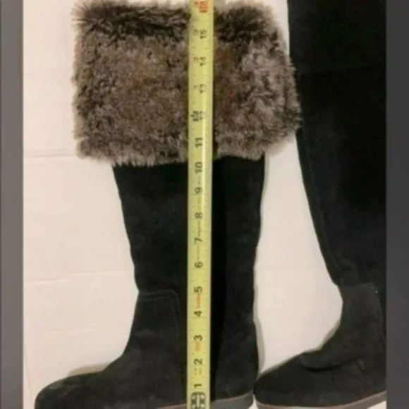 Sam Edelman Versatile Black Suede &amp; Faux Fur Boots Size 9M
