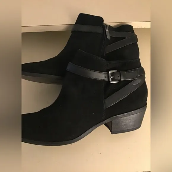 Sam Edelman women black suede leather short boots Size 7.5