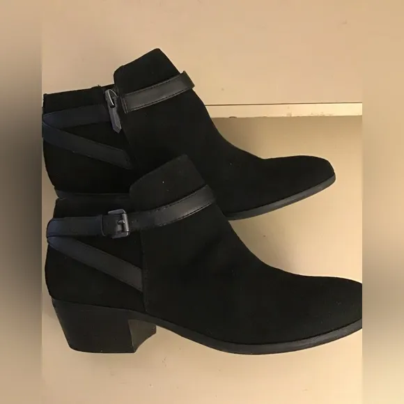 Sam Edelman women black suede leather short boots Size 7.5