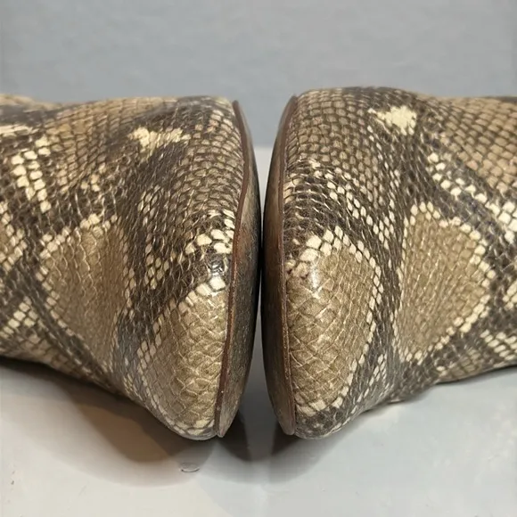 SAM EDELMAN WOMENS CODIE SQUARE TOE SNAKESKIN BLOCK HEELED ANKLE BOOTS