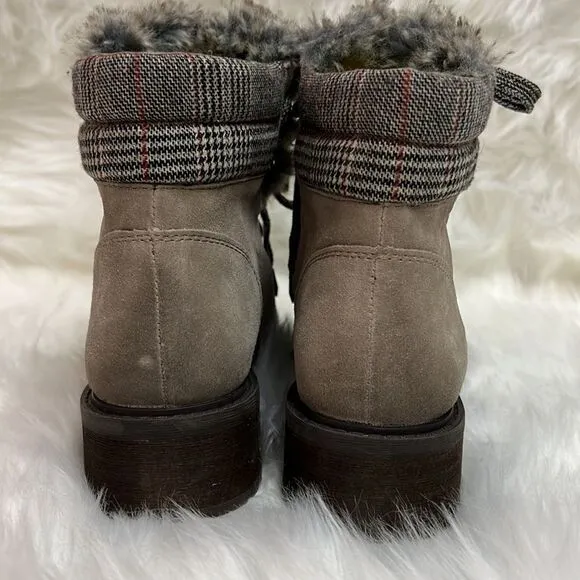 Sam Edelman Darrah putty suede boot faux trim Fisherman Core D23