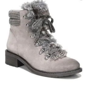 Sam Edelman Darrah putty suede boot faux trim Fisherman Core D23