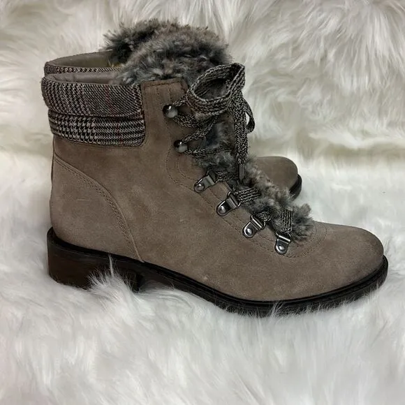 Sam Edelman Darrah putty suede boot faux trim Fisherman Core D23