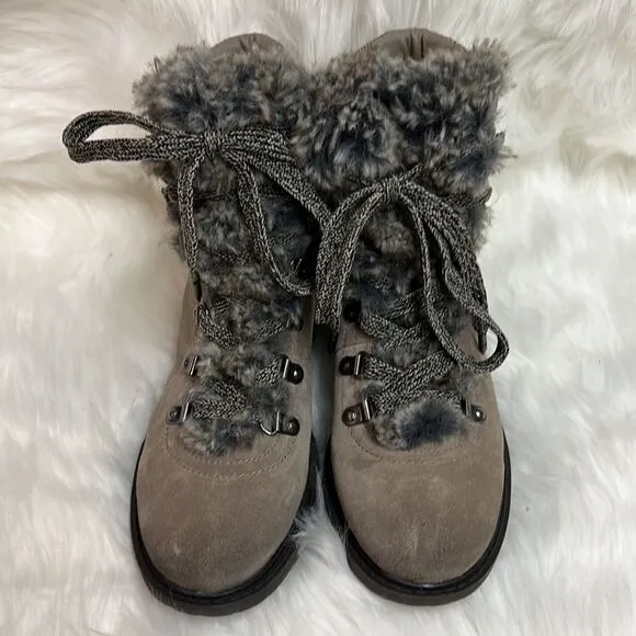 Sam Edelman Darrah putty suede boot faux trim Fisherman Core D23