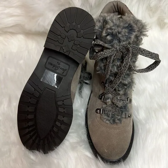 Sam Edelman Darrah putty suede boot faux trim Fisherman Core D23