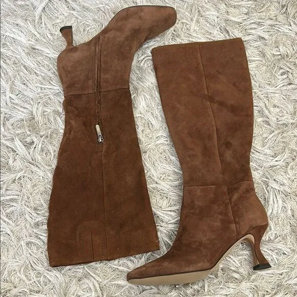 Sam Edelman Leigh Brown Suede Tall Knee-High Boots in Toasted Coconut $250 Sz 6