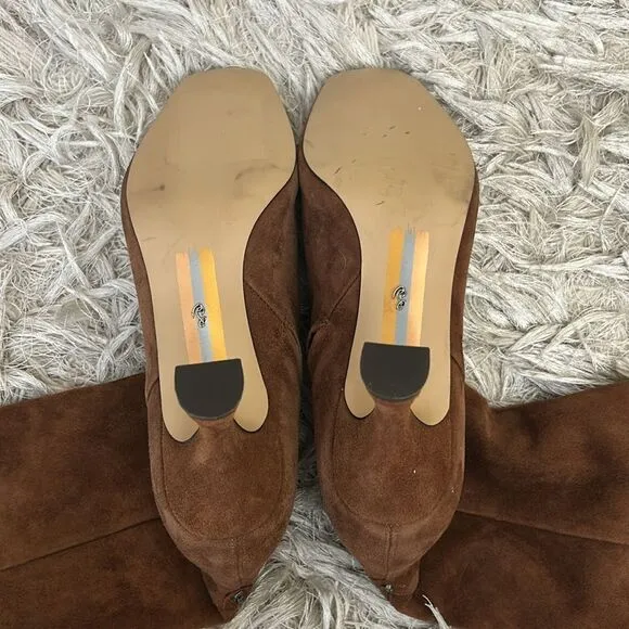 Sam Edelman Leigh Brown Suede Tall Knee-High Boots in Toasted Coconut $250 Sz 6